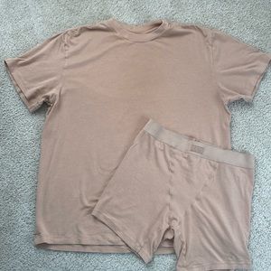 SKIMS boyfriend boxer and short sleeve T shirt
